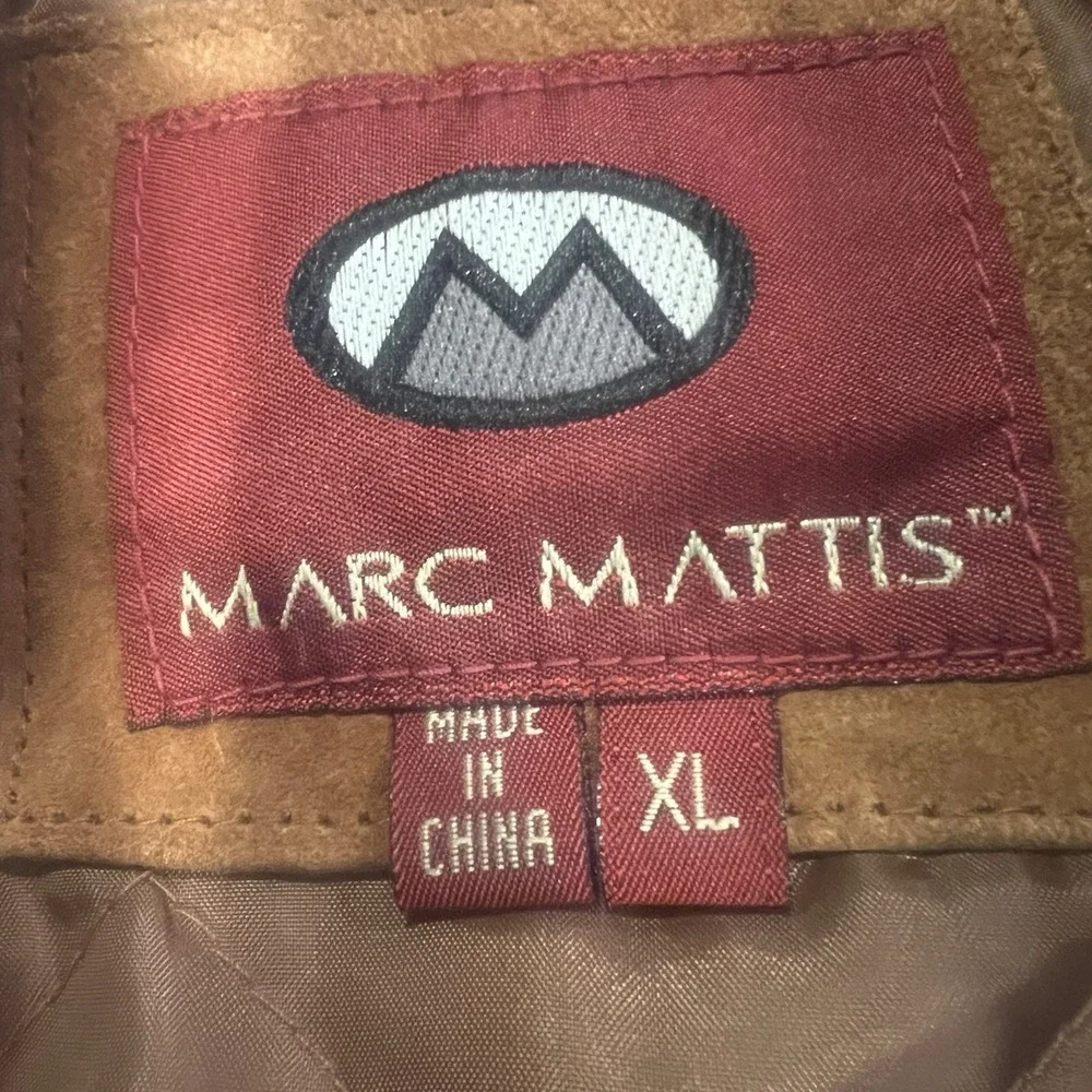 MARC MATTIS Genuine‎ Leather Brown Full-Zip Jacket Size XL Furry Hood Women's